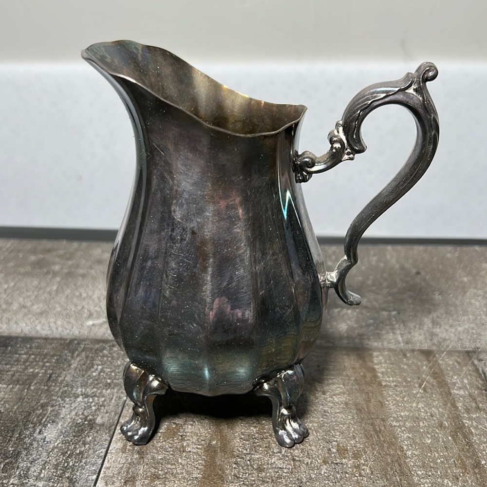 Vintage Wm Rogers Silver Plated Panel Designed Small Pitcher on Legs
